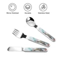 thumbnail image 3 of Cauagu Let's go Travel Print 3-Pieces Toddler Cutlery Set , Kids Silverware Set with Spoons Forks & Knife Stainless Steel Utensils for Kids Dishwasher Safe, 3 of 8