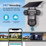 NFTIGB 4G Solar Security Camera 2MP Triple Lens AI Motion Detection IP66 Two Way Talk PTZ Surveillance System for Home Indoor Outdoor Active Defense (10.24 inches / 26 cm)