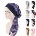 thumbnail image 3 of Pre-Tied Turban Hat Headwear Hair Loss Muslim Hijab Stretch Head Scarf Chemo, 3 of 9