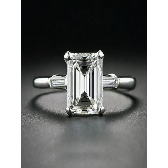 Limited Time Sale Three Stone Engagement Ring in 10k White Gold over silver on Sale Under 200