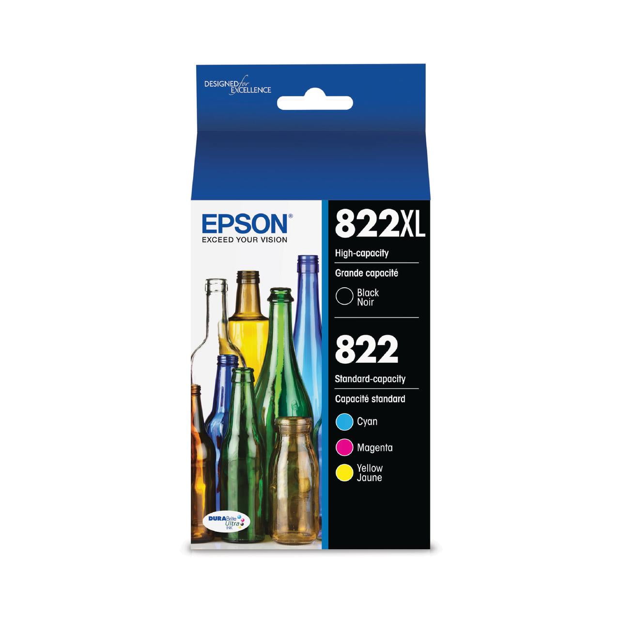 EPSON T822 DURABrite Ultra Genuine Ink High Capacity Black & Standard Color Cartridge Combo Pack