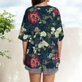 thumbnail image 4 of Cqxid525 Short Sleeve Tops For Women Summer Tops For Women Short Sleeve Crewneck Oversized T Shirts Trendy Solid/Flower Printed Beach Vacation Clothes Blue Xxl, 4 of 6