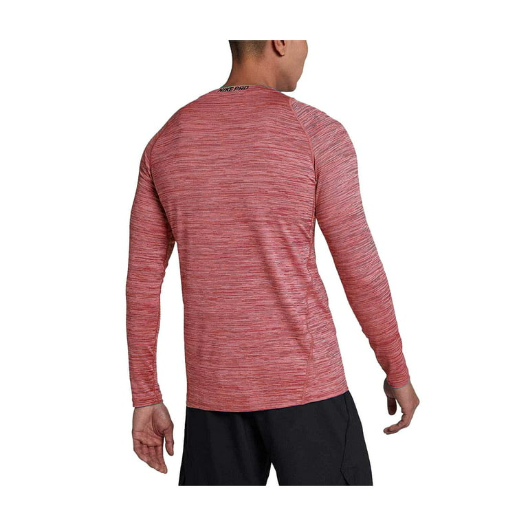 Nike Men's Dri-Fit Pro Long Sleeve Training Shirt (XX-Large, Gym Red/Grey)