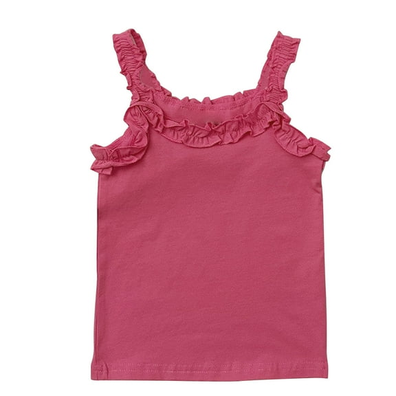 FAIWAD Toddler Girls Summer Tank Tops Casual Comfort Ruffle Cotton T-Shirt Kids Daily Wear Classic Solid Color Camisole