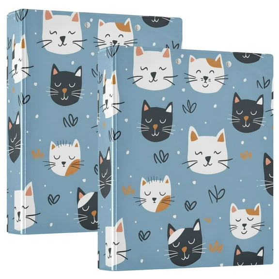 Sleeping Cat Faces Hardcover 3 Ring Binder 1.5” Round Rings Binder Organizer Letter Size Paper Pockets School Office Supplies