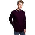 thumbnail image 2 of Daxton Premium Boston Men Long Sleeves T Shirt Ultra Soft Medium Weight Cotton, Wine Tee White Letters Large, 2 of 3