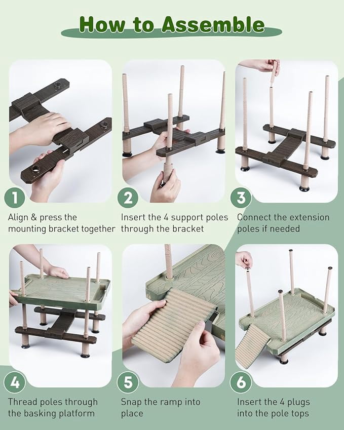 FINAQUA Floating Turtle Basking Dock with Ramp - For Aquatic Turtles, Fits 30 Gallon+ Aquariums