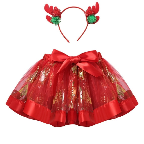 MSemis Girls Christmas Tutu Skirts Ballet Tulle Layered Ruffle Skirts with Headband