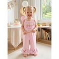 thumbnail image 3 of BemeyourBBs Toddler Baby Girls Birthday Outfit Romper Overalls 1 2 3 Years Old Birthday Clothes Little Girl Cami Jumpsuit Sleeveless Letter Balloon Embroidery Plaid Suspender Flared Pants, 3 of 9