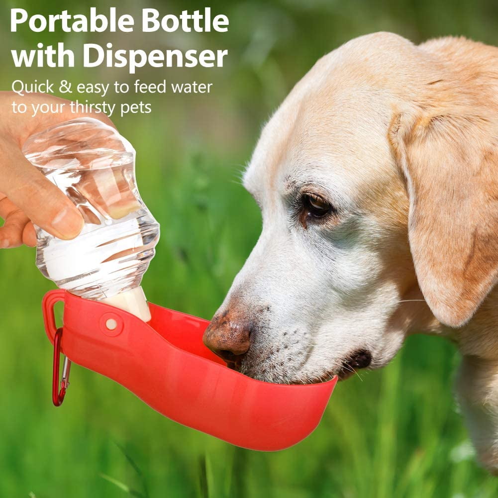 Dog Water Bottle Pet Travel Water Bottle with Foldable Bowl Holder Drink Cup Tray Stand Attachment Dog Cat Travel Drink Bottle Bowl Pet Outdoor