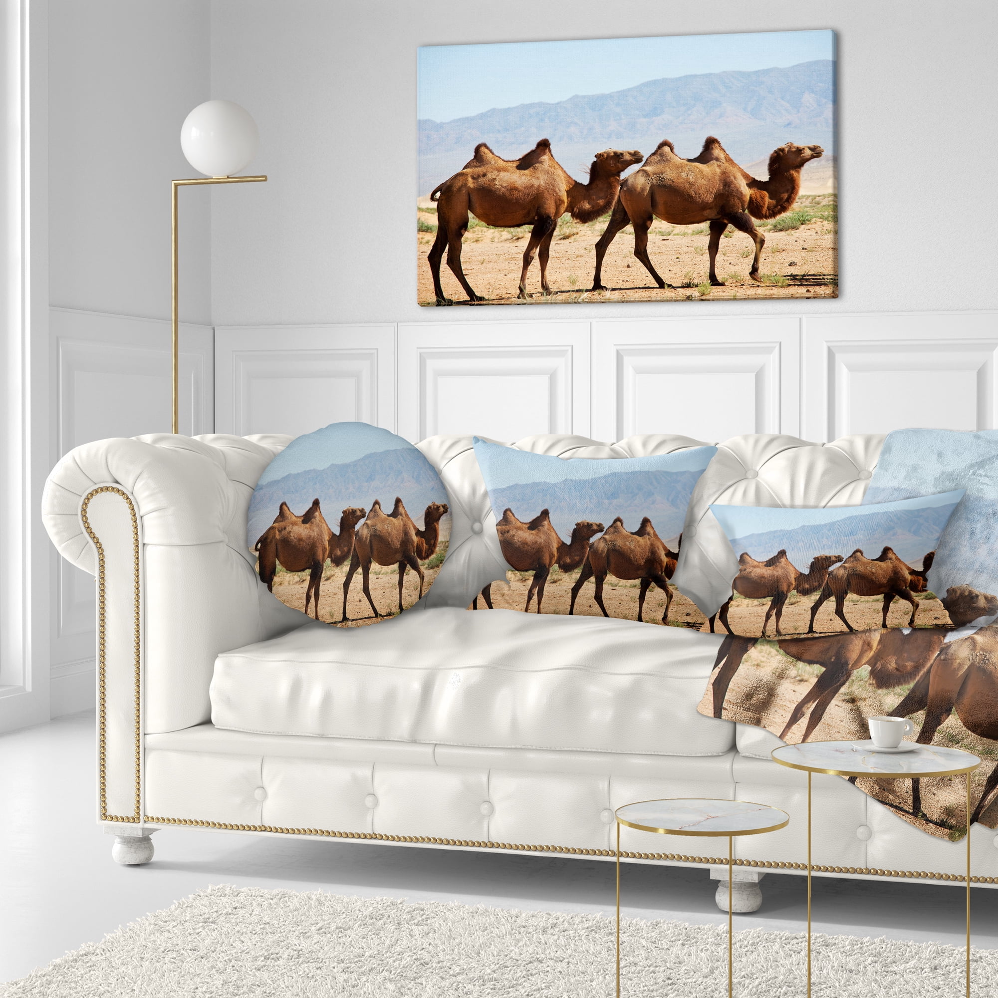 Designart 12" x 20" Brown Polyester Throw Pillow