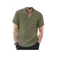 thumbnail image 1 of Txlixc Camisa con cuello levantado y botones para hombre, manga corta, color sólido, uso diario, ropa de calle informal, tops para hombre Txlixc Casual, 1 of 2