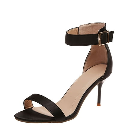 

Fashion Women s Thin Heel High Heeled Sandals Solid Color Buckle Silk Satin Fish Mouth Shoes Modern Sandals
