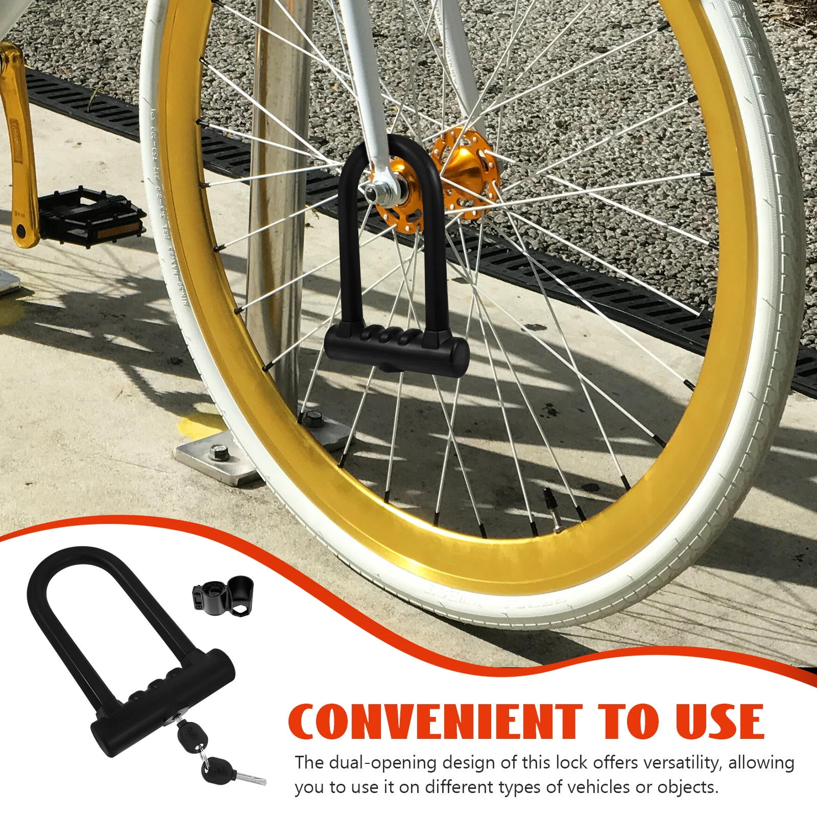 Milisten Bike U Lock Heavy Duty Lock for Bicycle with Anti Cutting Feature Black 1 Set