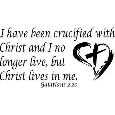 Galatians 2:20, Bible Verse Vinyl Wall Decal by Scripture Wall Art, 11"x22" Black, Christian
