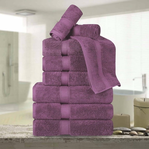 Superior Egyptian Cotton Heavyweight 9-Piece Towel Set, Plum