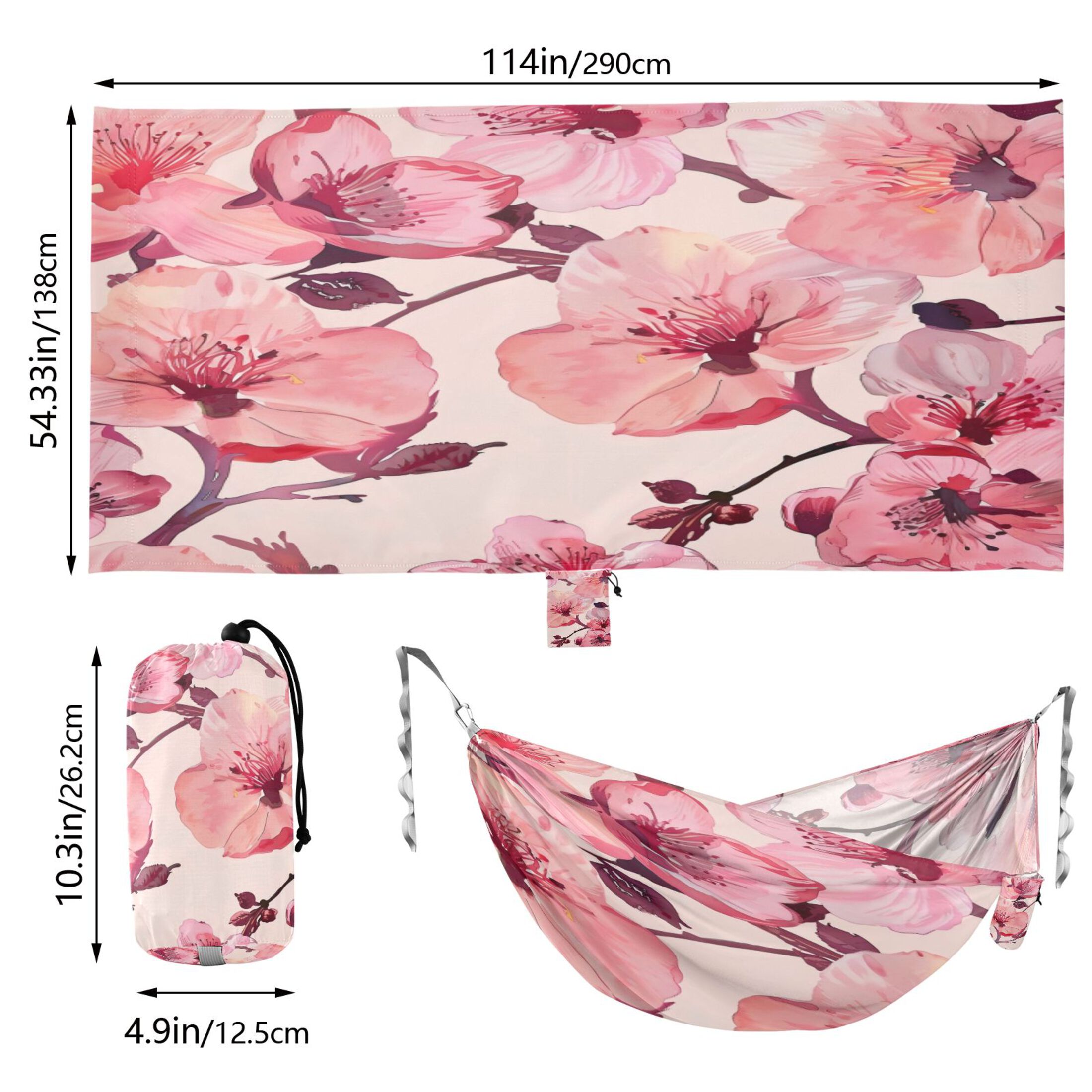 Hammock Camping Hammock Nylon Portable Hammock Travel Camping Hammock Large Pink Flowers