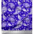 thumbnail image 1 of Soimoi Blue Cotton Jersey Fabric Floral & Paisley Print Fabric by the Yard 58 Inch Wide, 1 of 3