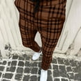 thumbnail image 2 of IROINNID Men's Pants Relaxed Cigarette Plaid Pattern Lace-Up Pencil Pants Stripes Elastic Waist Pants, 2 of 7