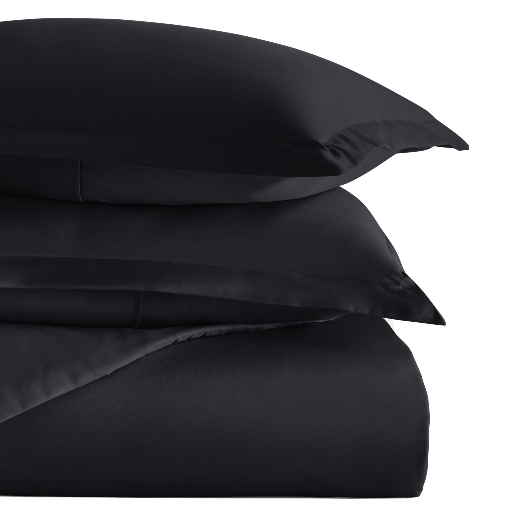 Noble Linens 3-Piece Black Duvet Cover Set, Full/Queen