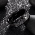 thumbnail image 4 of Tungsten Carbide Band w/ Flowing River Damascus Design 8mm Ring in Black or Blue, 4 of 5
