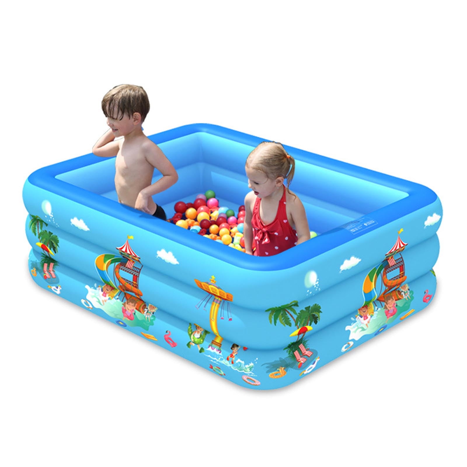 130×85×50cm Inflatable Rectangular Kids Paddling Pool, Small Baby Toddler Inflatable Swimming Pool, Durable PVC Kiddie Pool for Outdoor Backyard Summer Water Play