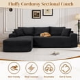 thumbnail image 6 of Aukfa 96" Cloud Sectional Sofa Deep Seat Boneless Couch Modular L-Shaped Couch, Left Chaise Corduroy Sofa for Living Room, Black, 6 of 9