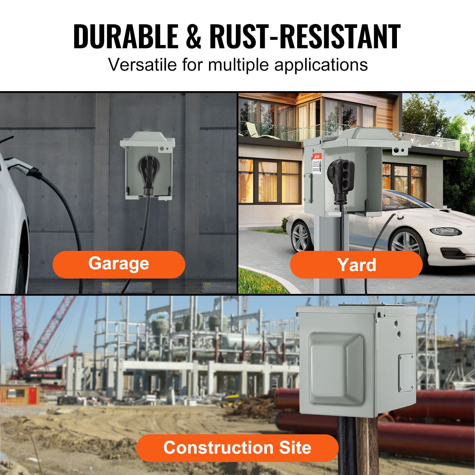 50 Amp RV Power Outlet Box, 125/250 Volt, Enclosed Lockable Outdoor RV Receptacle Box, NEMA 14-50R Weatherproof Electrical Panel, for RV Camper Trailer Motorhome
