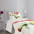 thumbnail image 3 of Ambesonne Garden Quilted Bedspread Set 2 Pcs, Flowering Poppy, Twin Size, Red Green White, 3 of 5