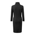 thumbnail image 4 of Women Fashion Solid Slim Fit Long Sleeve Pullover Sweater Knitted Lapel Sweater Slit Mid Length Sweater Skirt Day Dress Short Peach Dress Stripe Short Sleeve Dress Midi Dress for Women Summer Dresses, 4 of 4