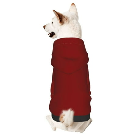 Cauagu Maroon Pattern Winter Pet Hoodie Sweatshirts- Dog Hoodie Sweater with Leash Hole - Cute Dog Hoodie - Pet Clothes Puppy Cat Custume -Medium