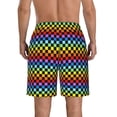 thumbnail image 3 of Yiaed Rainbow Chequerboard Print Men's Swim Trunks with Lining Quick Dry Sports Shorts Beach Shorts Boardshorts-Small, 3 of 5
