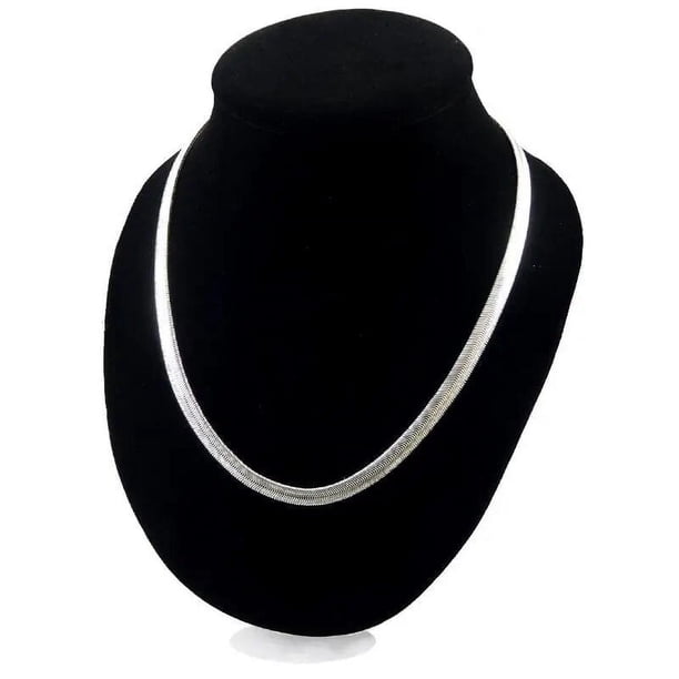 Collar plano de Color plateado para hombres y mujeres, cadena de serpiente, joyería de regalo, varias longitudes, hueso de serpiente suave, collar de serpiente plano
