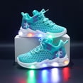 thumbnail image 3 of Kids Light up Shoes Led Flat Sneakers Charge for Boys Girls Birthday Gift Lightweight Causel Walking Shoes All Day Wear Green Size 7 Toddler, 3 of 5