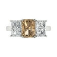 thumbnail image 2 of 4ct emerald cut champagne Zircon 14k white gold 3 stone Bridal Wedding Engagement Promise Anniversary Ring for Women size 5.75, 2 of 7