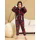 thumbnail image 1 of Pijamas navideños con capucha para niños, Onesies de franela, disfraces de invierno para niñas, estampado azul marino, Jumpusit, 1 of 4
