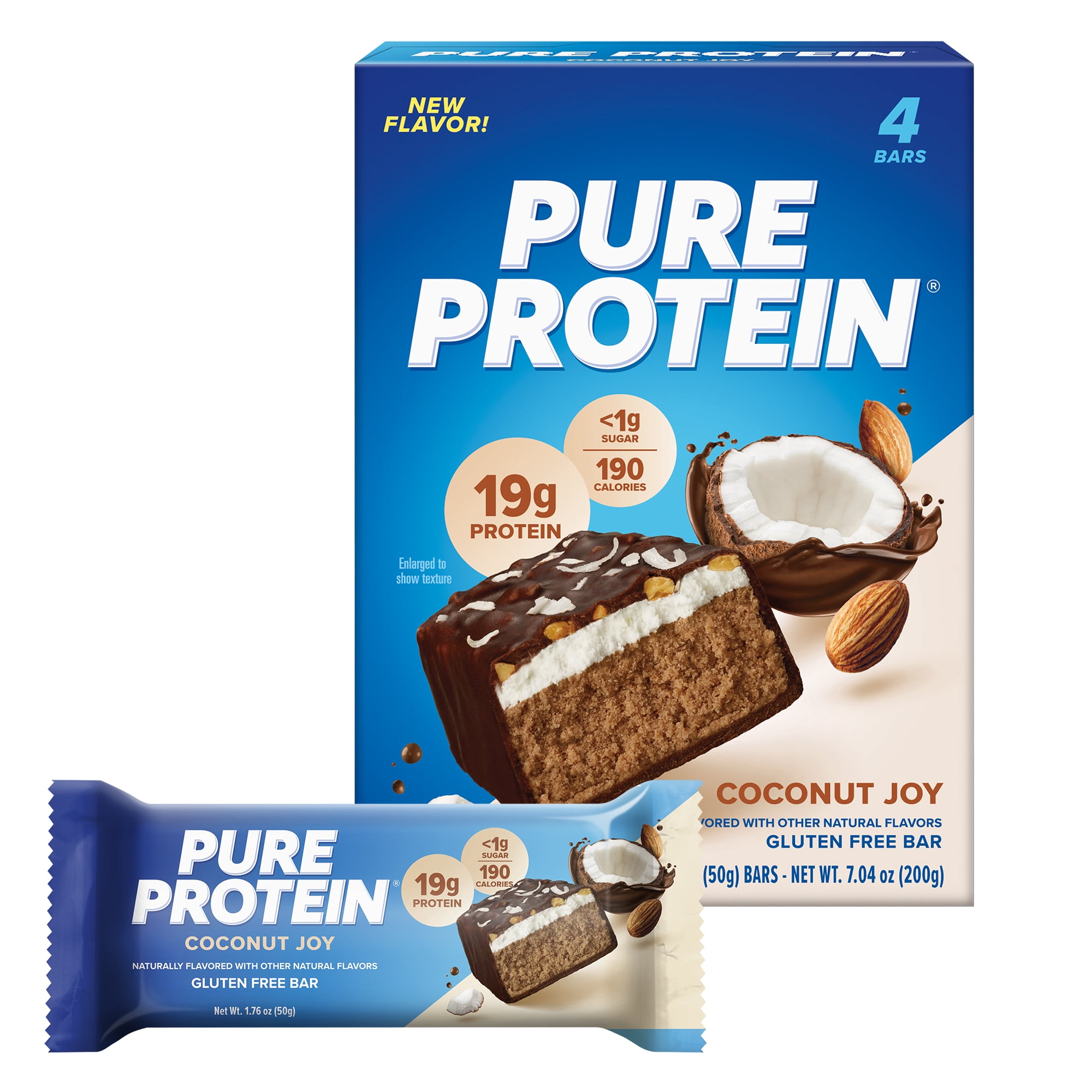 Pure Protein Bars, Coconut Joy, Gluten Free, 19g Protein, 1.76 oz, 4 Count