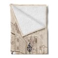 thumbnail image 2 of Urban Soft Flannel Fleece Blanket, Hand Drawn Illustration of Street Musician Retro Cars and Old Buildings Vİntage, Cozy Plush for Indoor and Outdoor Use, 50" x 70", Beige and Brown, by Ambesonne, 2 of 5