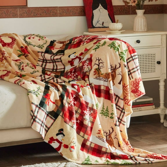Christmas Throw Blanket 50" x 60" – Soft Flannel Holiday Blanket for Couch, Sofa, or Bed