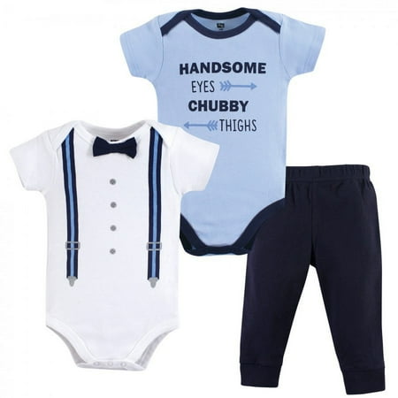 UPC: 0660168532258 | Hudson Baby Infant Boy Cotton Bodysuit and Pant Set  Handsome Eyes  0-3 Months