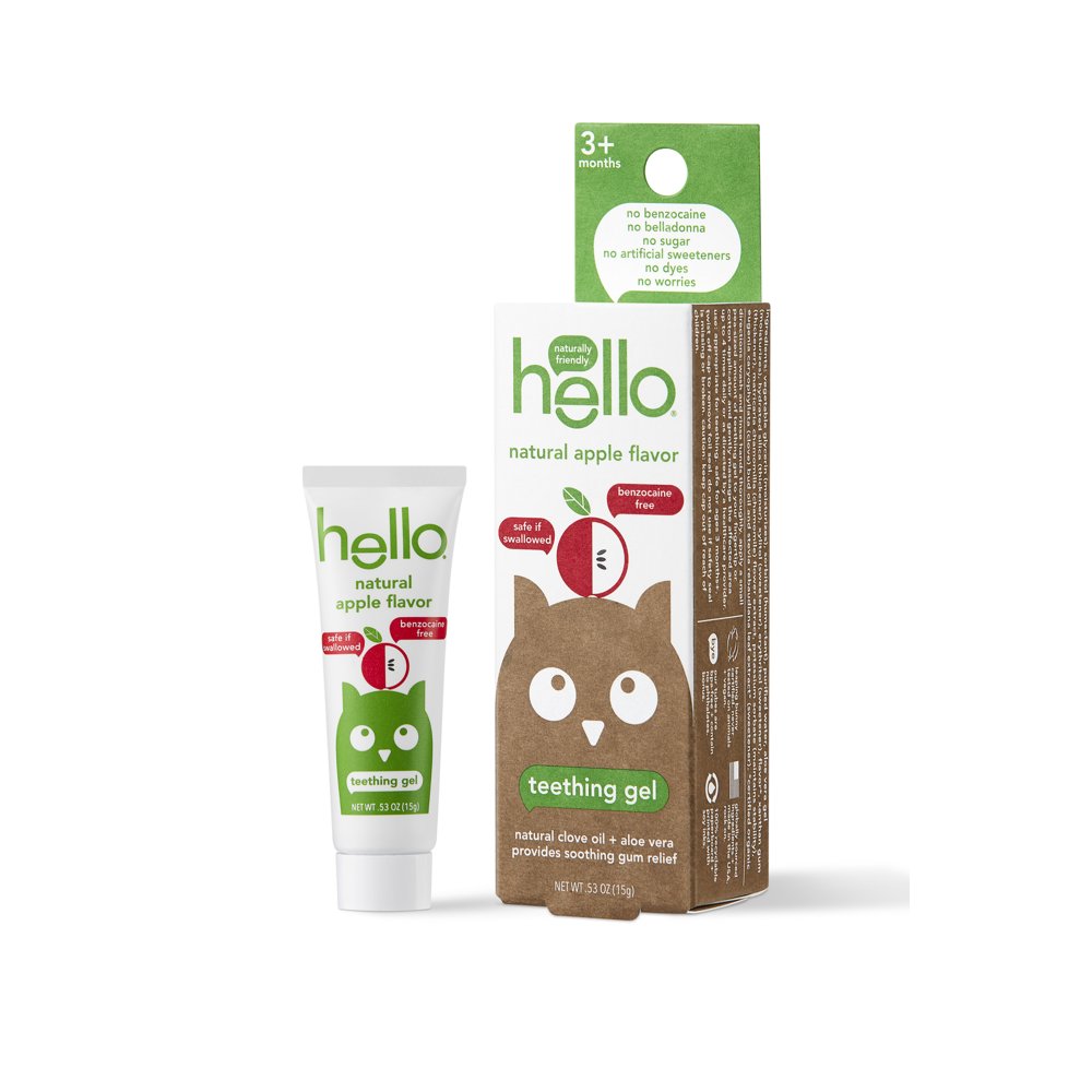 Hello Teething Gel, Natural Apple Flavor with Clove Oil + Aloe Vera, 0