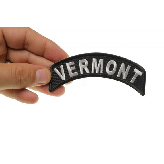 Patch, Small Embroidered Rocker (Iron-On or Sew-On), Vermont State Patch, 4" x 1.75" Arch