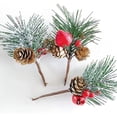 thumbnail image 4 of Piñas de decoración navideña, 10 unidades de piñas artificiales con frutos rojos, piñas, ramas de pino artificiales con frutos rojos, piñas para manualidades, jardín (aleatorio), 4 of 7