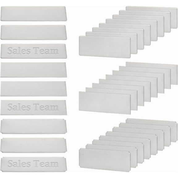 36pcs Name Plates Rectangle Blank Engraved Plate 3 Styles Stainless Steel Name Tag Frame Name Label Art Tag