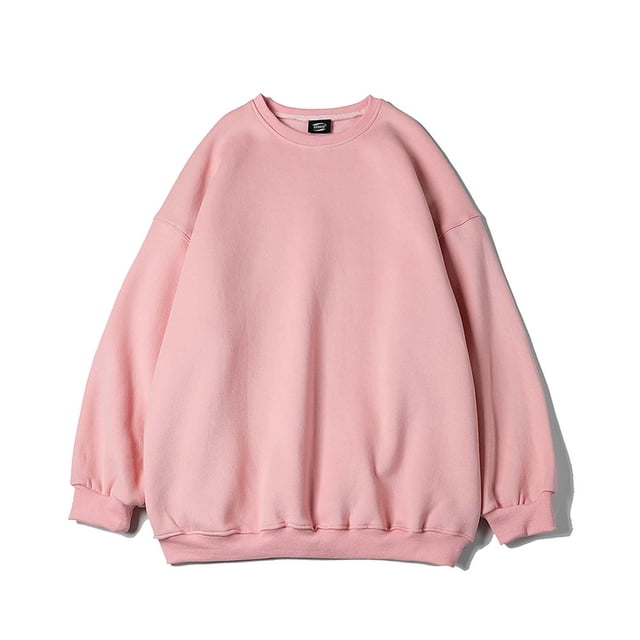 Blusas y camisas de manga larga con cuello redondo para hombre, sudadera holgada con cuello redondo de color liso, blusa de poliéster para hombre