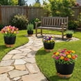 thumbnail image 5 of FIASON 5 Pack Plastic 6/8/9/10/12 Inch Black with Brown Self Watering Plant Pots,Include Watering Lip, Drainage Holes & Removable Saucer for Indoor Outdoor Garden House Plants, 5 of 11