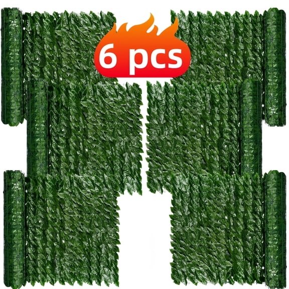 6-Pack Artificial Vine Privacy Fence - 236" UV-Resistant - Expandable for Patios, Balconies - Easy Hang Indoor/Outdoor - Green