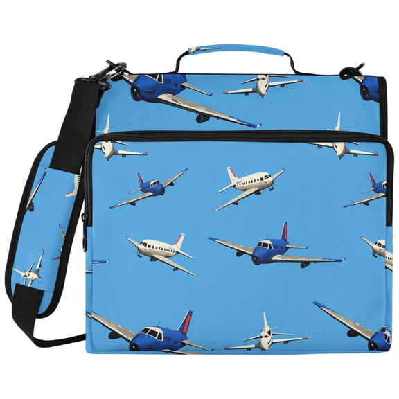 ALAZA Zipper Binder Airplanes Flying Pattern 2 inch 3 Ring 500 Sheet Capacity Trapper Keeper File Folder Organizer Bag
