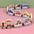thumbnail image 1 of Wooden Magnetic Train Set - Fun and educational Building Blocks for Kids - includes animal and Fruit Pieces, 1 of 6