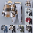 thumbnail image 4 of Futezty Toddler Boys Outfits Long Sleeve Plaid Prints Hoodie Jacket Tops and Pants Set 2 Pieces Kids Fall Winter Clothes 3T-7T, 4 of 7